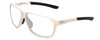 Profile View of Smith Optics Leadout PivLock Designer Progressive Lens Blue Light Blocking Eyeglasses in White Unisex Square Full Rim Acetate 63 mm with Blue Light Zone functionality illustration laid over the lens