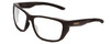 Profile View of Smith Optics Longfin Designer Progressive Lens Blue Light Blocking Eyeglasses in Matte Gravy Grey Unisex Wrap Full Rim Acetate 59 mm with Blue Light Zone functionality illustration laid over the lens