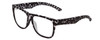 Profile View of Smith Optics Lowdown 2 Designer Progressive Lens Blue Light Blocking Eyeglasses in Matte Black Marble Tortoise Unisex Classic Full Rim Acetate 55 mm with Blue Light Zone functionality illustration laid over the lens