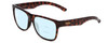 Profile View of Smith Optics Lowdown 2 Designer Progressive Lens Blue Light Blocking Eyeglasses in Tortoise Havana Gold Unisex Classic Full Rim Acetate 55 mm with Blue Light Zone functionality illustration laid over the lens
