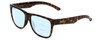Profile View of Smith Optics Lowdown 2 Designer Progressive Lens Blue Light Blocking Eyeglasses in Vintage Tortoise Havana Brown Gold Unisex Classic Full Rim Acetate 55 mm with Blue Light Zone functionality illustration laid over the lens