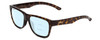 Profile View of Smith Optics Lowdown Slim 2 Designer Progressive Lens Blue Light Blocking Eyeglasses in Vintage Tortoise Havana Brown Gold Unisex Classic Full Rim Acetate 53 mm with Blue Light Zone functionality illustration laid over the lens