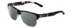 Profile View of Smith Optics Lowdown Split Designer Polarized Reading Sunglasses with Custom Cut Powered Smoke Grey Lenses in Matte Black Marble Tortoise Unisex Classic Semi-Rimless Acetate 56 mm