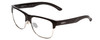Profile View of Smith Optics Lowdown Split Designer Reading Eye Glasses with Custom Cut Powered Lenses in Gloss Black Unisex Classic Semi-Rimless Acetate 56 mm