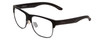Profile View of Smith Optics Lowdown Split Designer Progressive Lens Blue Light Blocking Eyeglasses in Matte Black Unisex Classic Semi-Rimless Acetate 56 mm with Blue Light Zone functionality illustration laid over the lens