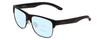 Profile View of Smith Optics Lowdown Split Designer Progressive Lens Blue Light Blocking Eyeglasses in Matte Black Unisex Classic Semi-Rimless Acetate 56 mm with Blue Light Zone functionality illustration laid over the lens