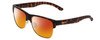 Profile View of Smith Optics Lowdown Split Designer Polarized Sunglasses with Custom Cut Red Mirror Lenses in Matte Tortoise Havana Gold Unisex Classic Semi-Rimless Acetate 56 mm