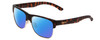 Profile View of Smith Optics Lowdown Split Designer Polarized Sunglasses with Custom Cut Blue Mirror Lenses in Matte Tortoise Havana Gold Unisex Classic Semi-Rimless Acetate 56 mm