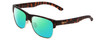 Profile View of Smith Optics Lowdown Split Designer Polarized Reading Sunglasses with Custom Cut Powered Green Mirror Lenses in Matte Tortoise Havana Gold Unisex Classic Semi-Rimless Acetate 56 mm