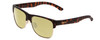 Profile View of Smith Optics Lowdown Split Designer Polarized Reading Sunglasses with Custom Cut Powered Sun Flower Yellow Lenses in Matte Tortoise Havana Gold Unisex Classic Semi-Rimless Acetate 56 mm