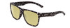 Profile View of Smith Optics Lowdown Xl 2 Designer Polarized Reading Sunglasses with Custom Cut Powered Sun Flower Yellow Lenses in Matte Black Marble Tortoise Unisex Classic Full Rim Acetate 60 mm