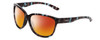 Profile View of Smith Optics Monterey Designer Polarized Sunglasses with Custom Cut Red Mirror Lenses in Sky Tortoise Havana Marble Brown Ladies Cateye Full Rim Acetate 58 mm