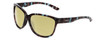 Profile View of Smith Optics Monterey Designer Polarized Reading Sunglasses with Custom Cut Powered Sun Flower Yellow Lenses in Sky Tortoise Havana Marble Brown Ladies Cateye Full Rim Acetate 58 mm