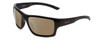 Profile View of Smith Optics Outback Designer Polarized Sunglasses with Custom Cut Amber Brown Lenses in Gloss Black Unisex Square Full Rim Acetate 59 mm
