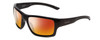Profile View of Smith Optics Outback Designer Polarized Sunglasses with Custom Cut Red Mirror Lenses in Gloss Black Unisex Square Full Rim Acetate 59 mm