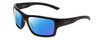 Profile View of Smith Optics Outback Designer Polarized Reading Sunglasses with Custom Cut Powered Blue Mirror Lenses in Gloss Black Unisex Square Full Rim Acetate 59 mm