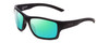 Profile View of Smith Optics Outback Elite Designer Polarized Reading Sunglasses with Custom Cut Powered Green Mirror Lenses in Matte Deep Ink Navy Blue Cobalt Unisex Square Full Rim Acetate 59 mm