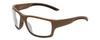 Profile View of Smith Optics Outback Elite Designer Progressive Lens Blue Light Blocking Eyeglasses in Tan 499 Unisex Square Full Rim Acetate 59 mm with Blue Light Zone functionality illustration laid over the lens