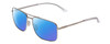 Profile View of Smith Optics Outcome Designer Polarized Sunglasses with Custom Cut Blue Mirror Lenses in Silver Unisex Aviator Full Rim Metal 59 mm