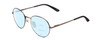 Profile View of Smith Optics Prep Designer Progressive Lens Blue Light Blocking Eyeglasses in Matte Gun Metal Silver Unisex Round Full Rim Metal 53 mm with Blue Light Zone functionality illustration laid over the lens