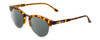 Profile View of Smith Optics Questa Designer Polarized Sunglasses with Custom Cut Smoke Grey Lenses in Amber Brown Tortoise Ladies Round Full Rim Acetate 50 mm