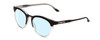 Profile View of Smith Optics Questa Designer Progressive Lens Blue Light Blocking Eyeglasses in Matte Black Crystal Ladies Round Full Rim Acetate 50 mm