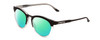 Profile View of Smith Optics Questa Designer Polarized Reading Sunglasses with Custom Cut Powered Green Mirror Lenses in Matte Black Crystal Ladies Round Full Rim Acetate 50 mm