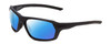 Profile View of Smith Optics Rebound Elite Designer Polarized Sunglasses with Custom Cut Blue Mirror Lenses in Matte Deep Ink Navy Blue Cobalt Unisex Rectangle Full Rim Acetate 59 mm