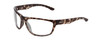 Profile View of Smith Optics Redding Designer Progressive Lens Blue Light Blocking Eyeglasses in Black Tortoise Unisex Wrap Full Rim Acetate 62 mm with Blue Light Zone functionality illustration laid over the lens