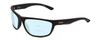 Profile View of Smith Optics Redding Designer Progressive Lens Blue Light Blocking Eyeglasses in Matte Black Unisex Wrap Full Rim Acetate 62 mm with Blue Light Zone functionality illustration laid over the lens