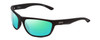 Profile View of Smith Optics Redding Designer Polarized Reading Sunglasses with Custom Cut Powered Green Mirror Lenses in Matte Black Unisex Wrap Full Rim Acetate 62 mm