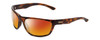 Profile View of Smith Optics Redding Designer Polarized Sunglasses with Custom Cut Red Mirror Lenses in Tortoise Havana Brown Gold Unisex Wrap Full Rim Acetate 62 mm