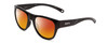 Profile View of Smith Optics Rockaway Designer Polarized Sunglasses with Custom Cut Red Mirror Lenses in Gloss Black Ladies Cateye Full Rim Acetate 52 mm