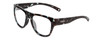 Profile View of Smith Optics Rockaway Designer Reading Eye Glasses in Sky Tortoise Havana Marble Brown Ladies Cateye Full Rim Acetate 52 mm