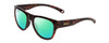 Profile View of Smith Optics Rockaway Designer Polarized Reading Sunglasses with Custom Cut Powered Green Mirror Lenses in Tortoise Havana Gold Ladies Cateye Full Rim Acetate 52 mm