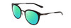 Profile View of Smith Optics Somerset Designer Polarized Reading Sunglasses with Custom Cut Powered Green Mirror Lenses in Gloss Black Ladies Cateye Full Rim Stainless Steel 53 mm
