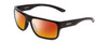 Profile View of Smith Optics Soundtrack Designer Polarized Sunglasses with Custom Cut Red Mirror Lenses in Gloss Black Unisex Rectangle Full Rim Acetate 61 mm