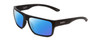 Profile View of Smith Optics Soundtrack Designer Polarized Sunglasses with Custom Cut Blue Mirror Lenses in Matte Black Unisex Rectangle Full Rim Acetate 61 mm