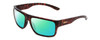Profile View of Smith Optics Soundtrack Designer Polarized Reading Sunglasses with Custom Cut Powered Green Mirror Lenses in Tortoise Havana Gold Unisex Rectangle Full Rim Acetate 61 mm