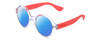 Profile View of Havaianas FLORIPA/M Designer Polarized Sunglasses with Custom Cut Blue Mirror Lenses in Crystal Clear Blue Unisex Round Full Rim Acetate 51 mm