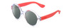 Profile View of Havaianas FLORIPA/M Designer Polarized Reading Sunglasses with Custom Cut Powered Smoke Grey Lenses in Crystal Clear Blue Unisex Round Full Rim Acetate 51 mm