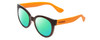 Profile View of Havaianas NORONHA/M Designer Polarized Reading Sunglasses with Custom Cut Powered Green Mirror Lenses in Crystal Brown Ochre Orange Ladies Cateye Full Rim Acetate 52 mm