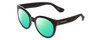 Profile View of Havaianas NORONHA/M Designer Polarized Reading Sunglasses with Custom Cut Powered Green Mirror Lenses in Gloss Black Ladies Cateye Full Rim Acetate 52 mm