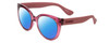 Profile View of Havaianas NORONHA/M Designer Polarized Sunglasses with Custom Cut Blue Mirror Lenses in Crystal Bordeaux Violet Purple Ladies Cateye Full Rim Acetate 52 mm