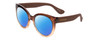 Profile View of Havaianas NORONHA/M Designer Polarized Reading Sunglasses with Custom Cut Powered Blue Mirror Lenses in Havana Crystal Fade Ladies Cateye Full Rim Acetate 52 mm