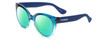 Profile View of Havaianas NORONHA/M Designer Polarized Reading Sunglasses with Custom Cut Powered Green Mirror Lenses in Crystal Ocean Teal Fade Ladies Cateye Full Rim Acetate 52 mm