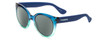 Profile View of Havaianas NORONHA/M Designer Polarized Reading Sunglasses with Custom Cut Powered Smoke Grey Lenses in Crystal Ocean Teal Fade Ladies Cateye Full Rim Acetate 52 mm