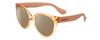 Profile View of Havaianas NORONHA/M Designer Polarized Reading Sunglasses with Custom Cut Powered Amber Brown Lenses in Salmon Crystal Peach Ladies Cateye Full Rim Acetate 52 mm