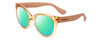 Profile View of Havaianas NORONHA/M Designer Polarized Reading Sunglasses with Custom Cut Powered Green Mirror Lenses in Salmon Crystal Peach Ladies Cateye Full Rim Acetate 52 mm