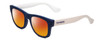 Profile View of Havaianas PARATY/M Designer Polarized Sunglasses with Custom Cut Red Mirror Lenses in Blue White Unisex Classic Full Rim Acetate 50 mm